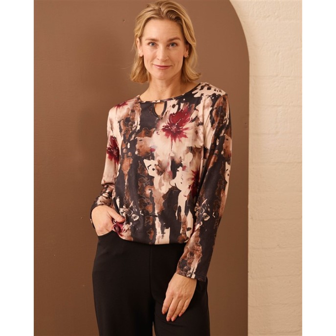 FOS shirt 7631 Mimi Waterlelie Zwart print